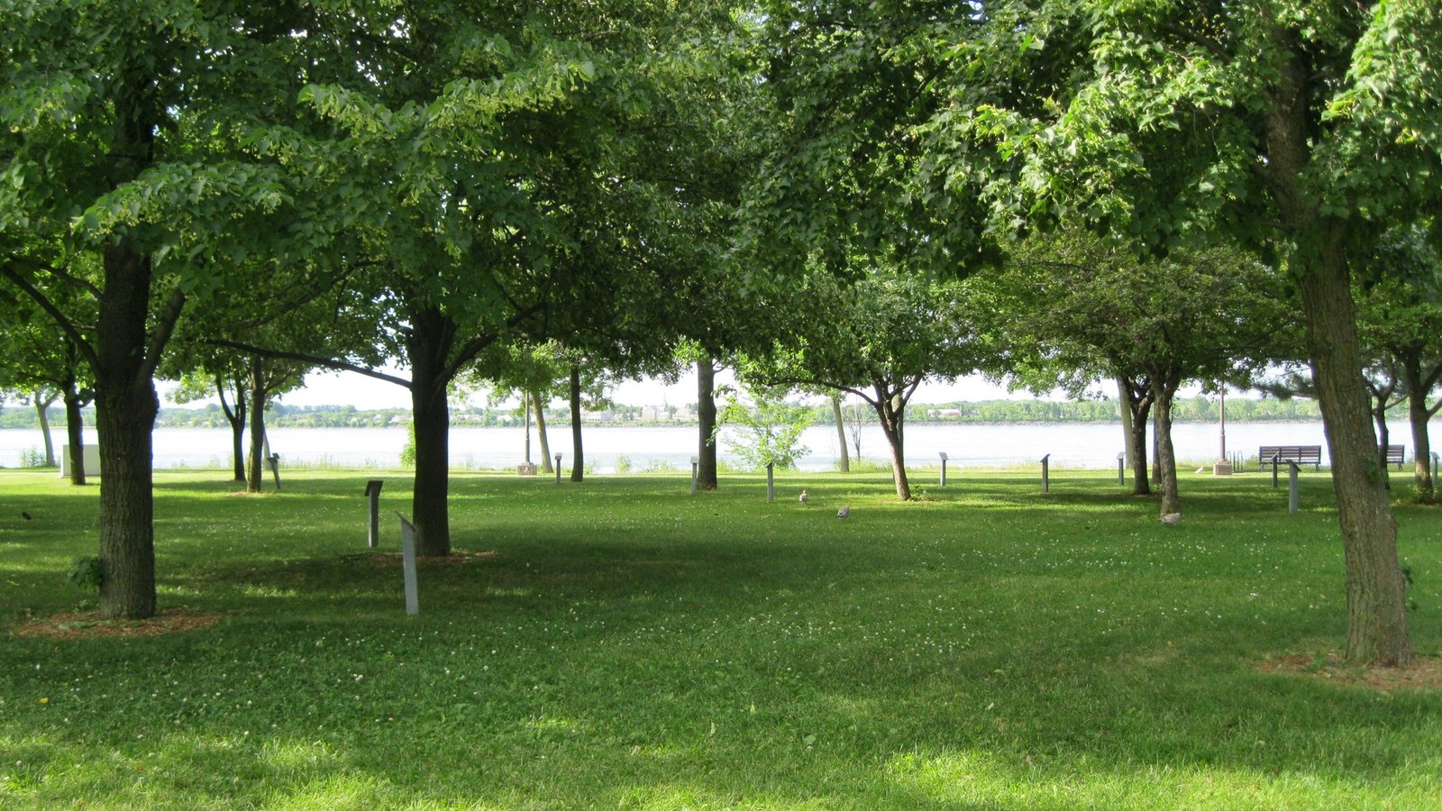 A view within Parc René-Lévesque in Montreal's Lachine borough, at the jetty where the Lachine Canal meets the St. Lawrence River