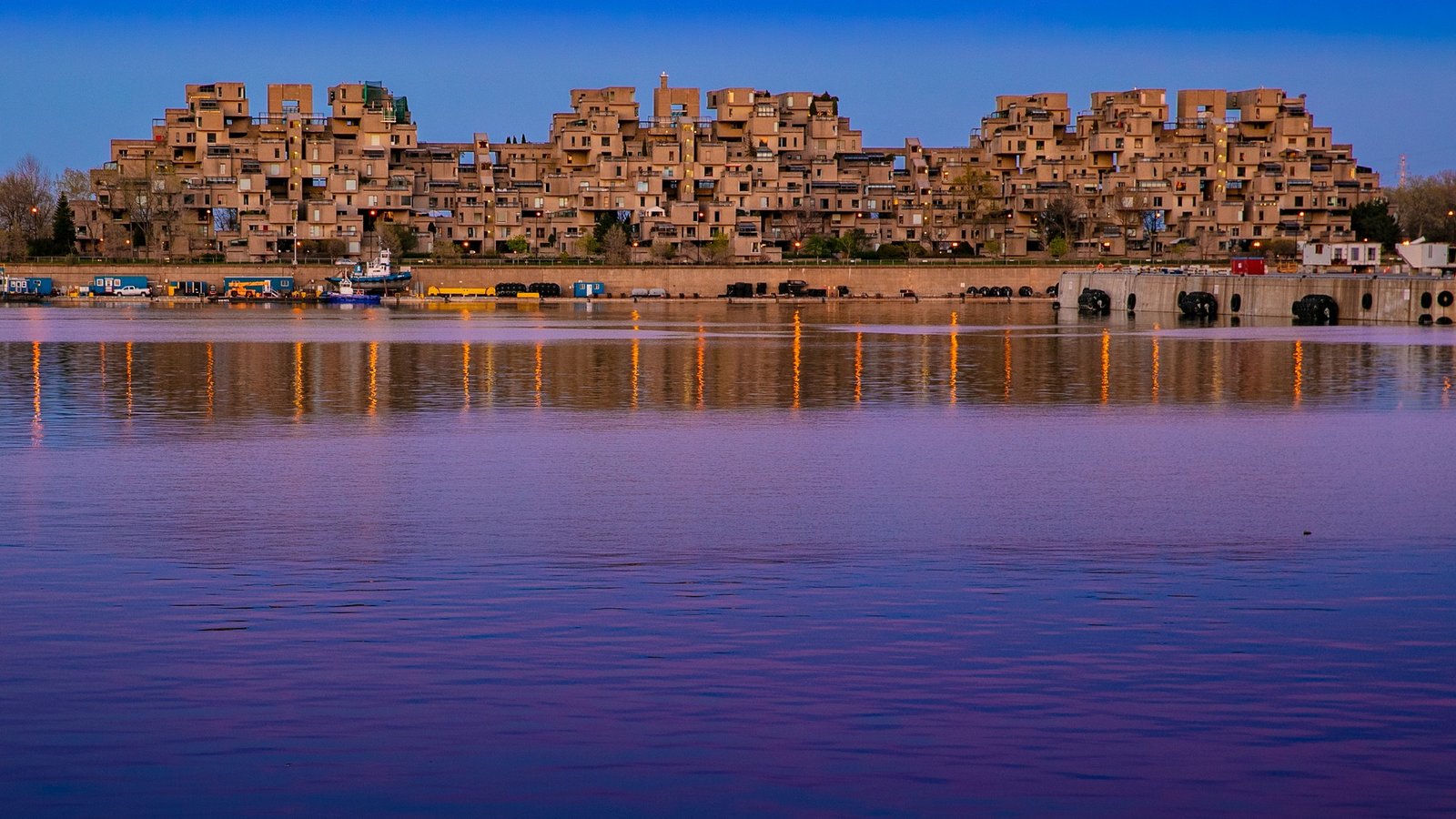 Habitat 67, Moshe Safdie's stepped modular concrete housing complex on Cité-du-Havre, Montreal