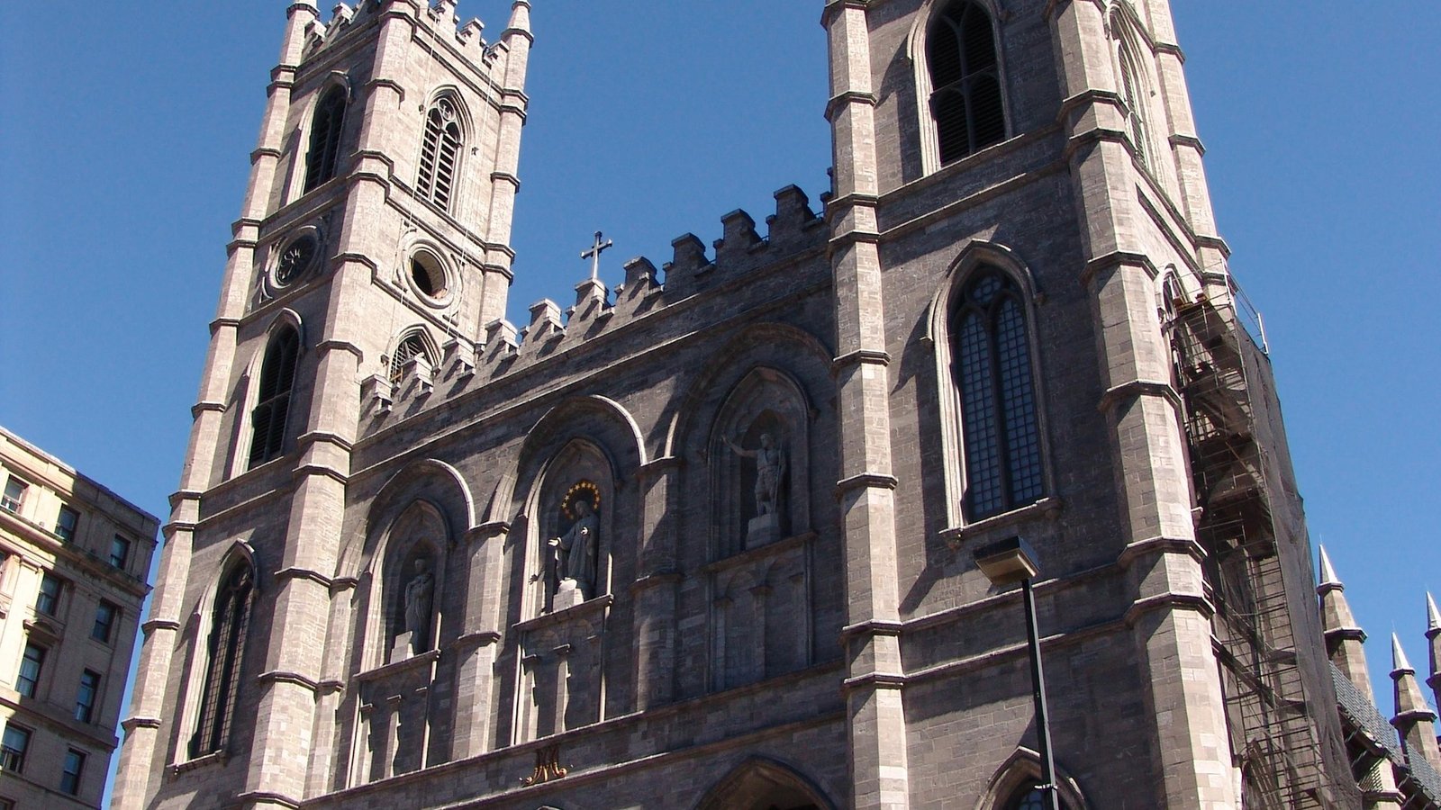 The interior of Notre-Dame Basilica in Old Montreal, showing its ornate nave